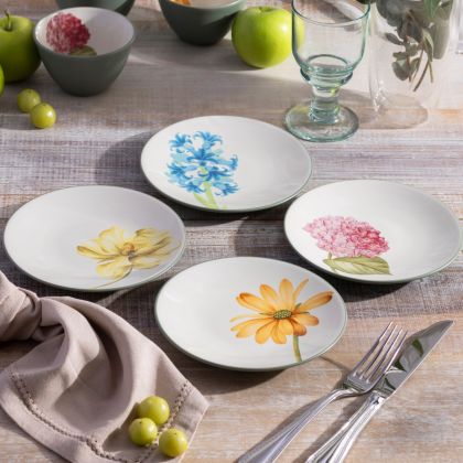 Plates, Floral Appetizer, Set of 4, 6 1/4"
