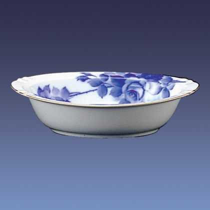 Blue Rose Oval Vegetable Bowl, 33 oz.